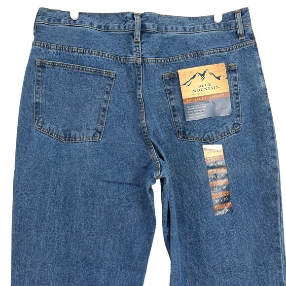 Blue Mountain Men's Denim Jeans Size 38x30 Straight Leg Regular Fit Cotton Blue - Picture 4 of 12